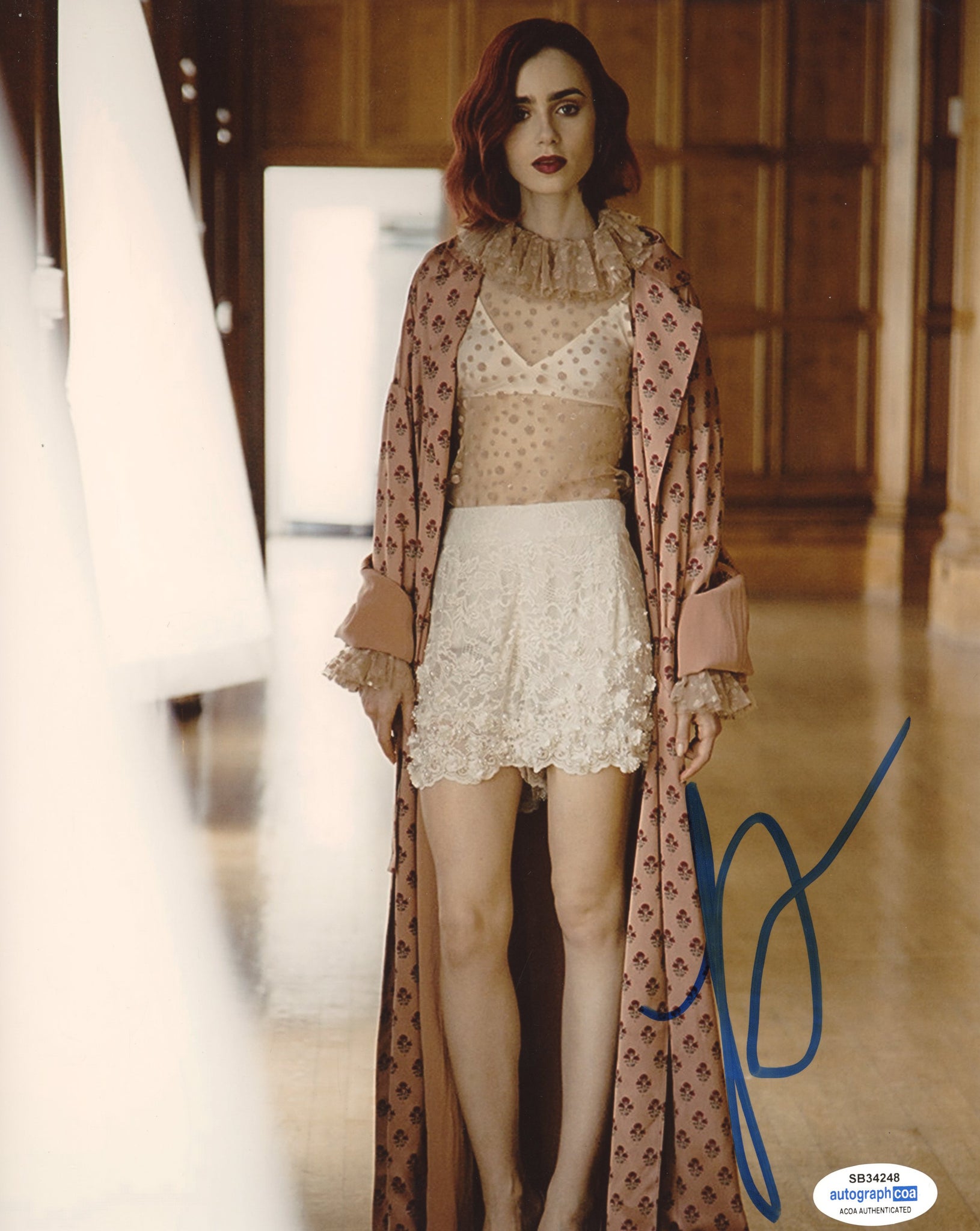 Lily Collins Sexy Signed Autograph 8x10 Photo ACOA