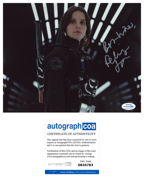 Felicity Jones Rogue One Signed Autograph 8x10 Photo ACOA