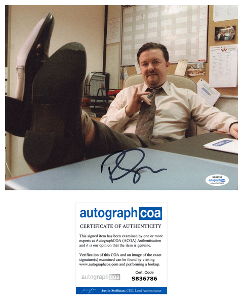 Ricky Gervais The Office Signed Autograph 8x10 Photo ACOA