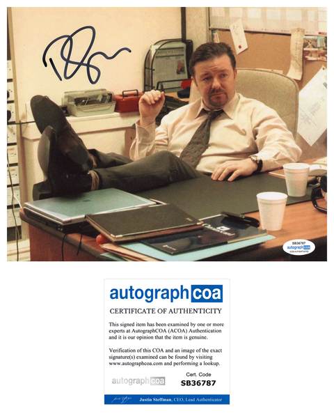 Ricky Gervais The Office Signed Autograph 8x10 Photo ACOA