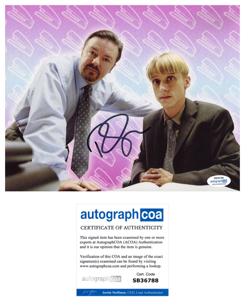 Ricky Gervais The Office Signed Autograph 8x10 Photo ACOA