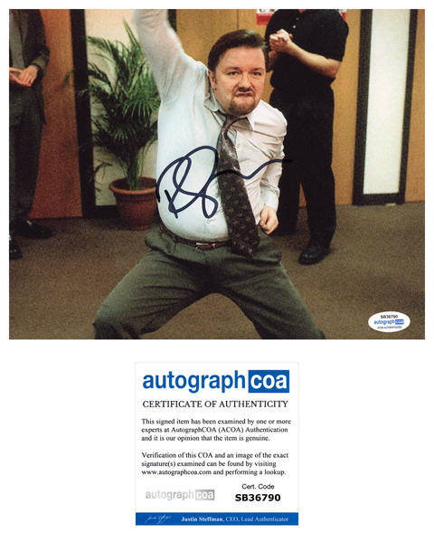 Ricky Gervais The Office Signed Autograph 8x10 Photo ACOA