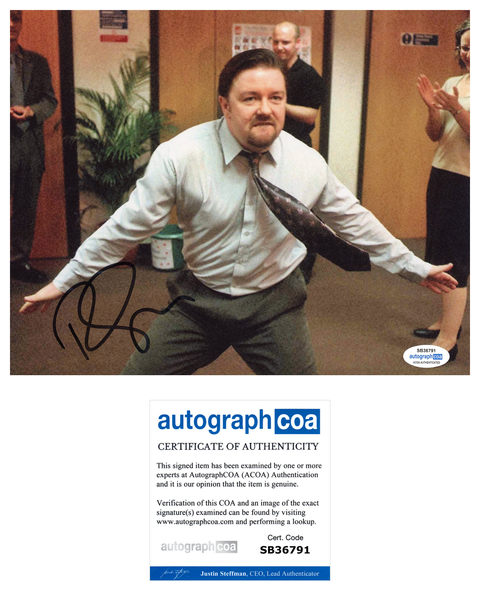 Ricky Gervais The Office Signed Autograph 8x10 Photo ACOA