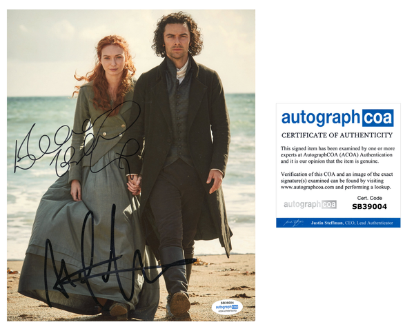 Eleanor Tomlinson & Aidan Turner Poldark Signed Autograph 8x10 Photo ACOA