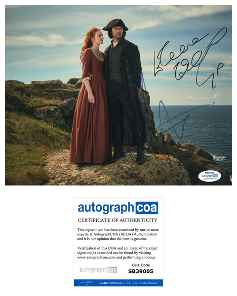 Eleanor Tomlinson & Aidan Turner Poldark Signed Autograph 8x10 Photo ACOA