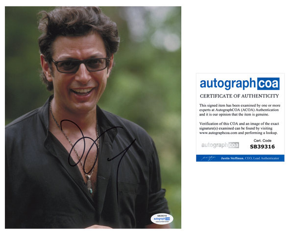 Jeff Goldblum Jurassic Park Signed Autograph 8x10 Photo ACOA