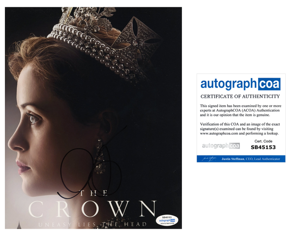 Claire Foy The Crown Signed Autograph 8x10 Photo ACOA