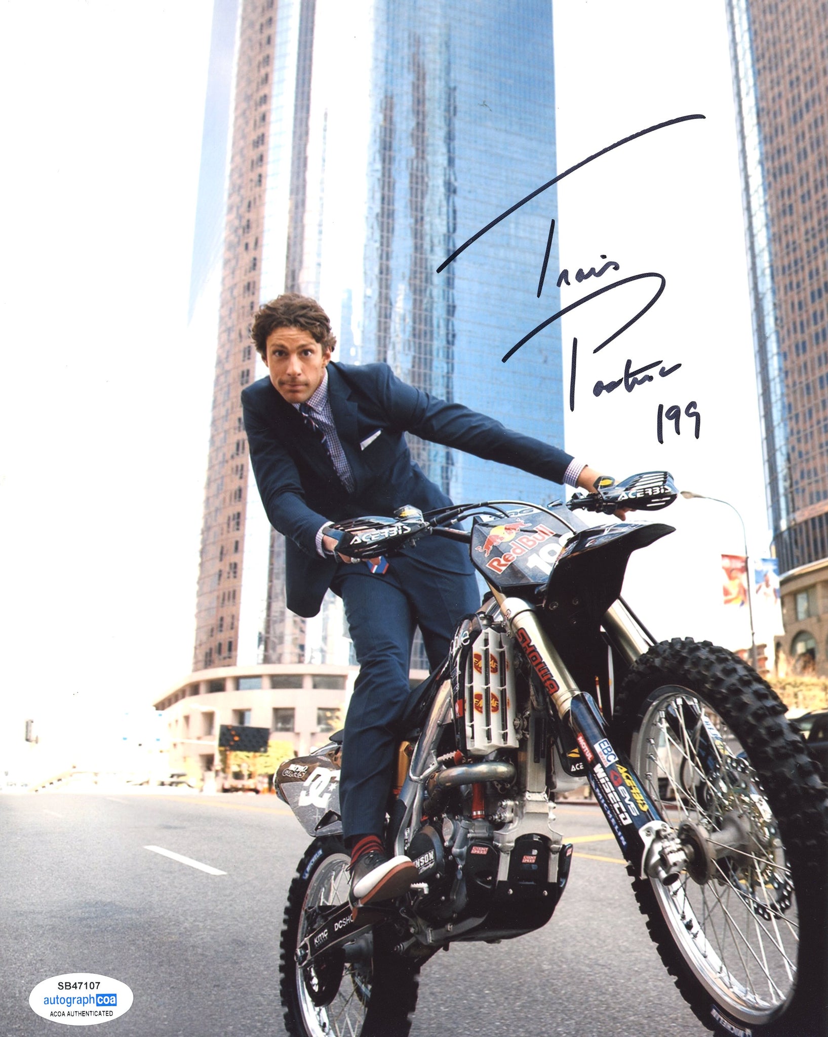 Travis Pastrana Motocross Signed Autograph 8x10 Photo ACOA