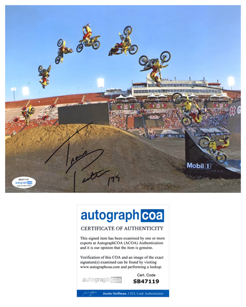 Travis Pastrana Motocross Signed Autograph 8x10 Photo ACOA
