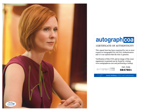 Cynthia Nixon Sex in the City Signed Autograph 8x10 Photo ACOA