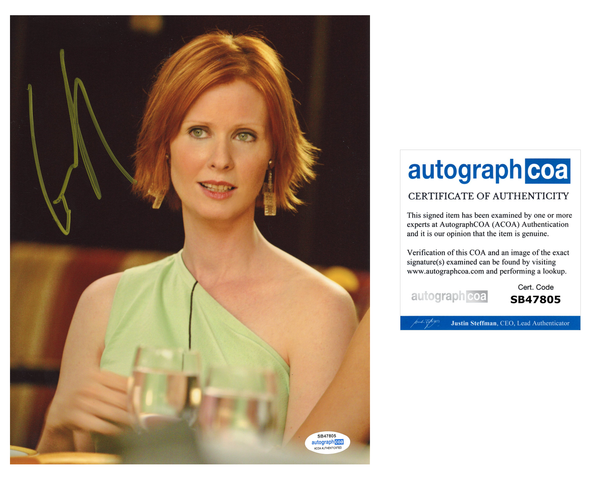 Cynthia Nixon Sex in the City Signed Autograph 8x10 Photo ACOA