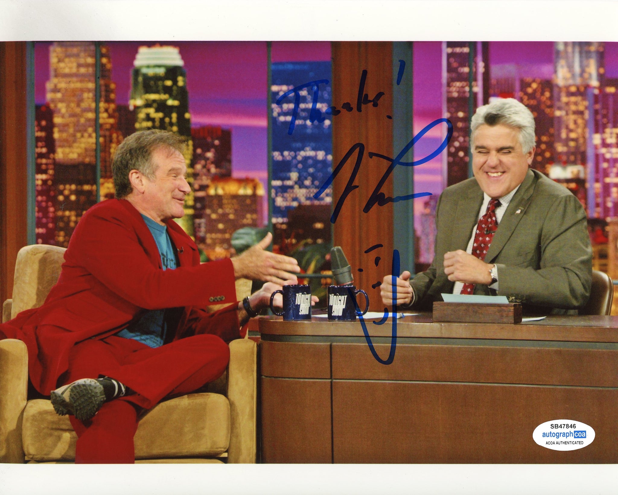 Jay Leno Tonight Show Signed Autograph 8x10 Photo ACOA