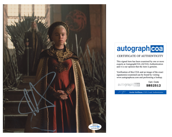 Milly Alcock House of the Dragon Game of Thrones Signed Autograph 8x10 Photo ACOA