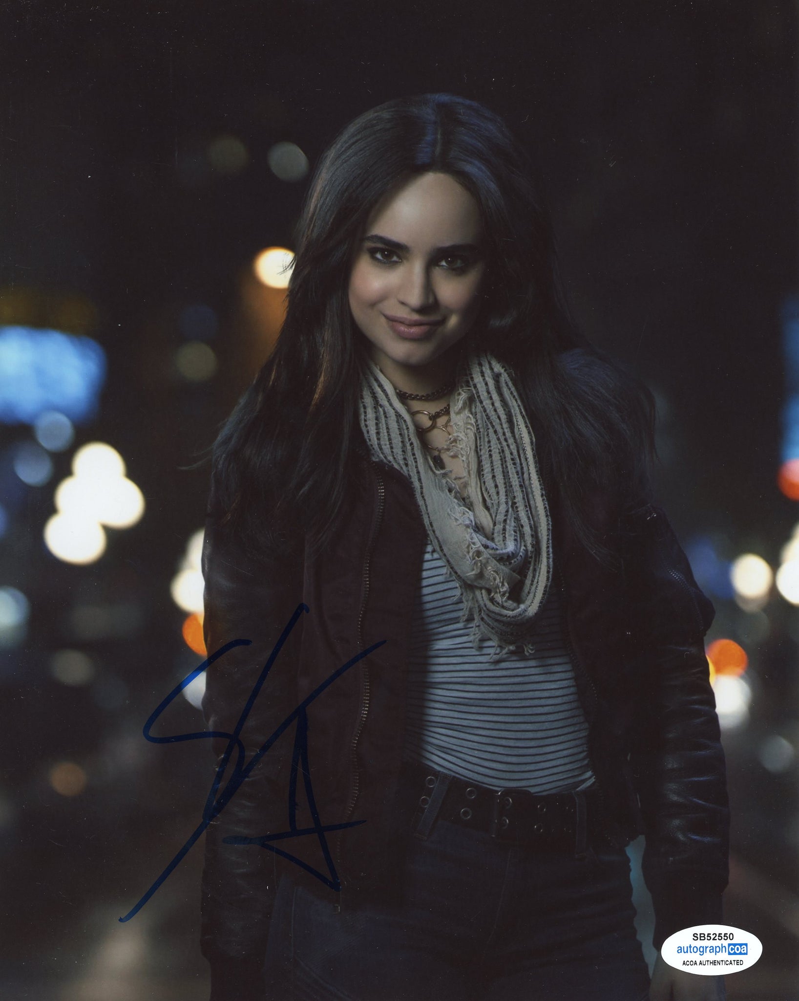 Sofia Carson Purple Hearts Signed Autograph 8x10 Photo ACOA