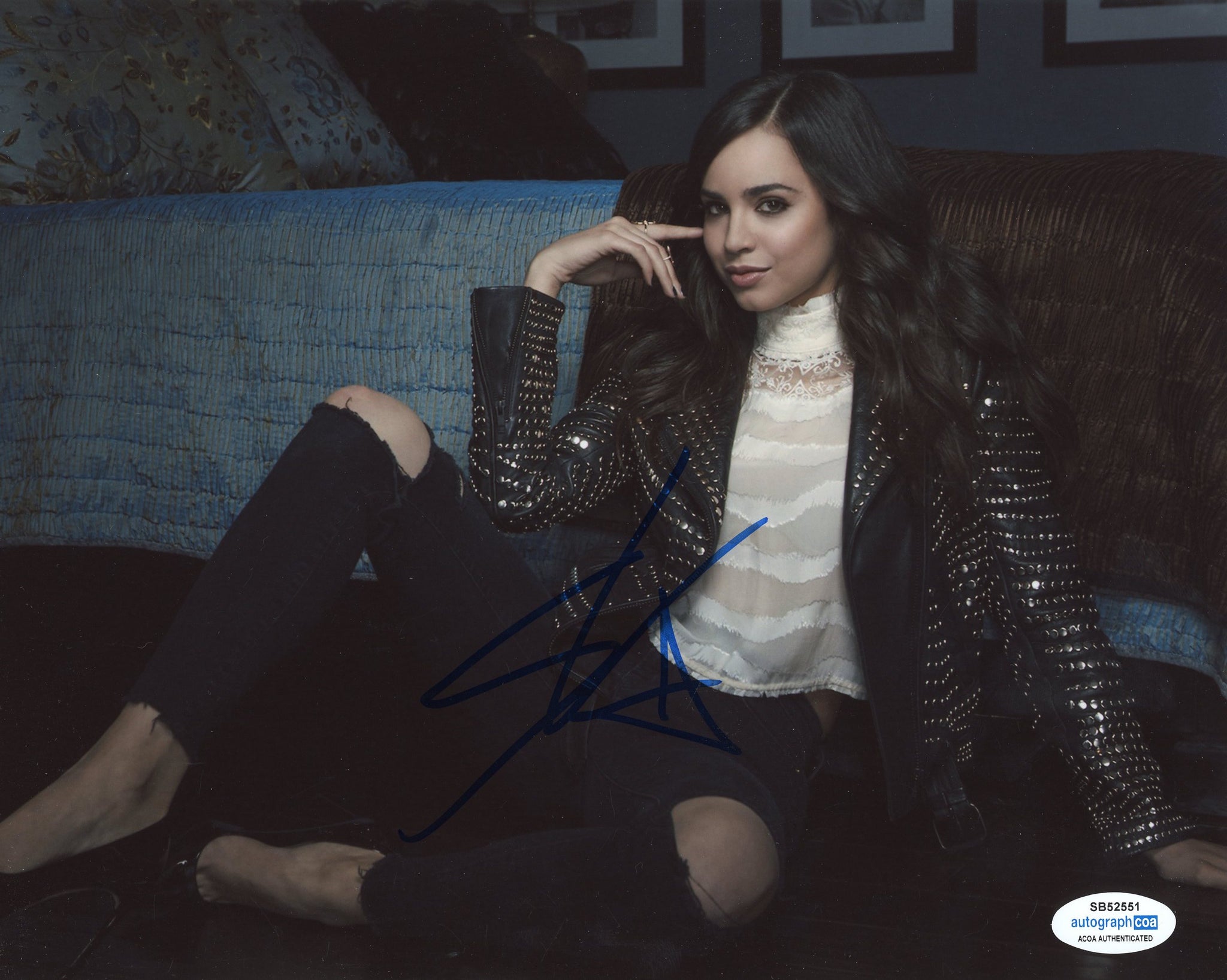 Sofia Carson Purple Hearts Signed Autograph 8x10 Photo ACOA