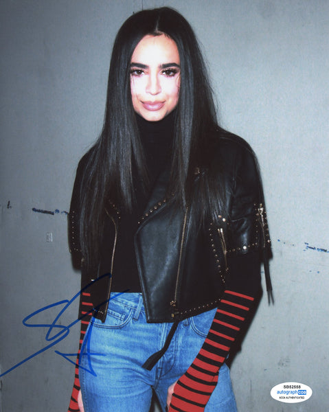 Sofia Carson Purple Hearts Sexy Signed Autograph 8x10 Photo ACOA