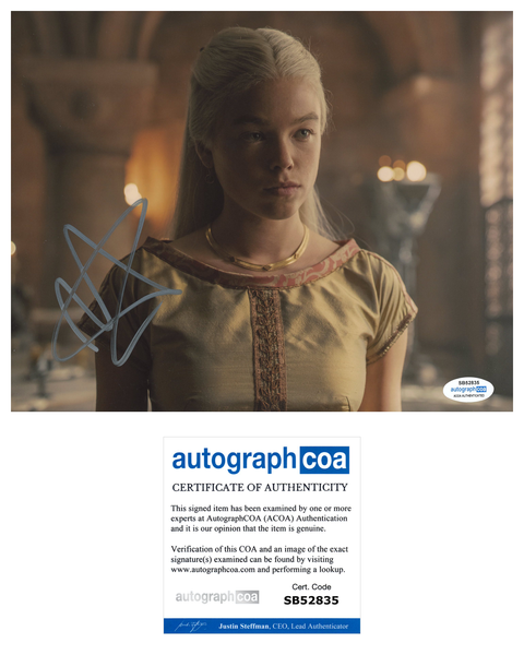 Milly Alcock House of the Dragon Game of Thrones Signed Autograph 8x10 Photo ACOA