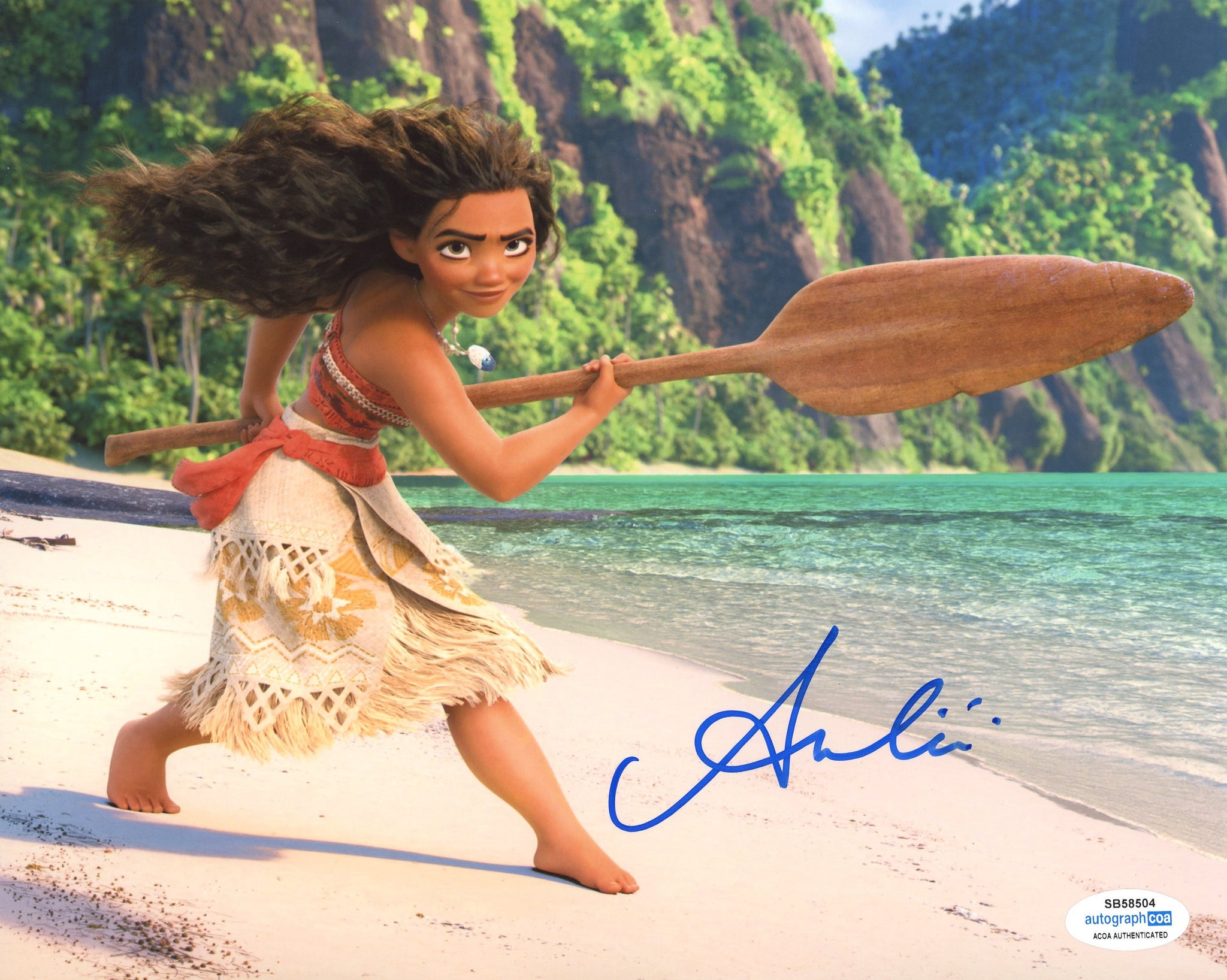 Auli'i Cravalho Moana Signed Autograph 8x10 Photo ACOA