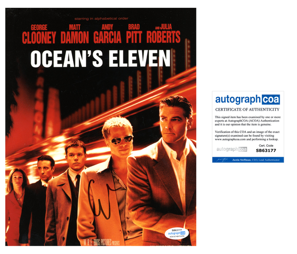 George Clooney Ocean's Eleven Signed Autograph 8x10 Photo ACOA