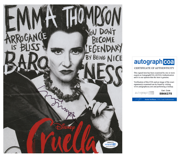 Emma Thompson Cruella Signed Autograph 8x10 Photo ACOA
