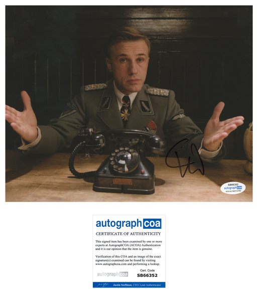 Christoph Waltz Inglorious Basterds Signed Autograph 8x10 Photo ACOA