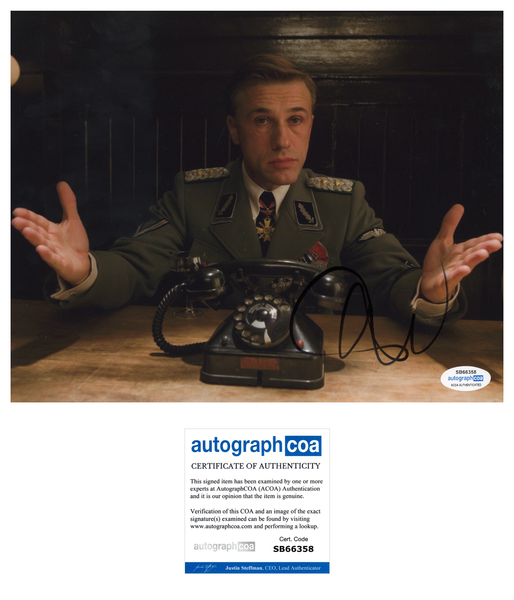 Christoph Waltz Inglorious Basterds Signed Autograph 8x10 Photo ACOA