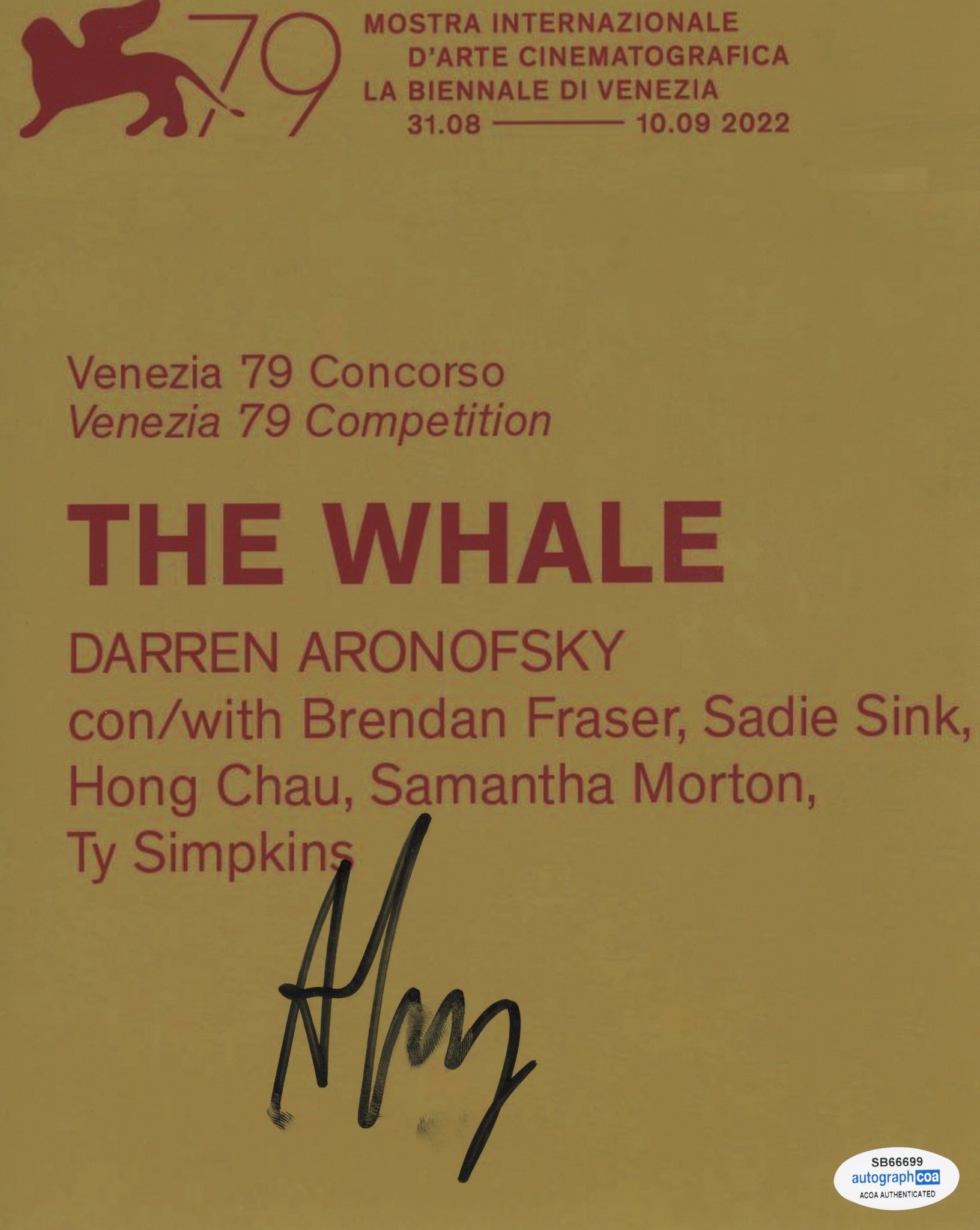 Darren Aronofsky The Whale Signed Autograph 8x10 Photo ACOA