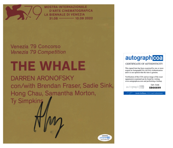 Darren Aronofsky The Whale Signed Autograph 8x10 Photo ACOA