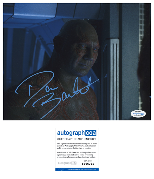 Dave Bautista Guardians of the Galaxy Signed Autograph 8x10 Photo ACOA