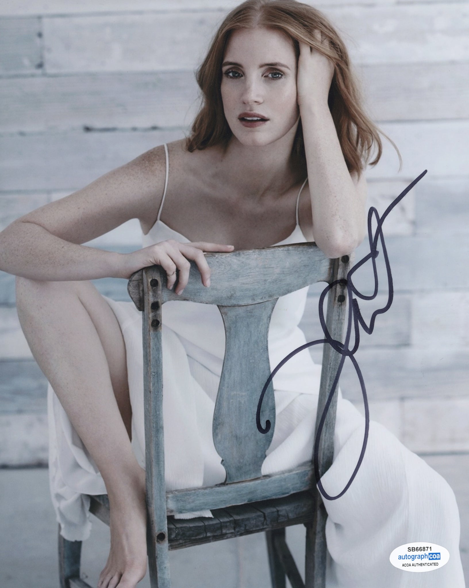 Jessica Chastain Sexy Signed Autograph 8x10 Photo ACOA