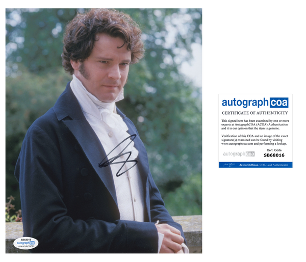 Colin Firth Pride and Prejudice Signed Autograph 8x10 Photo ACOA