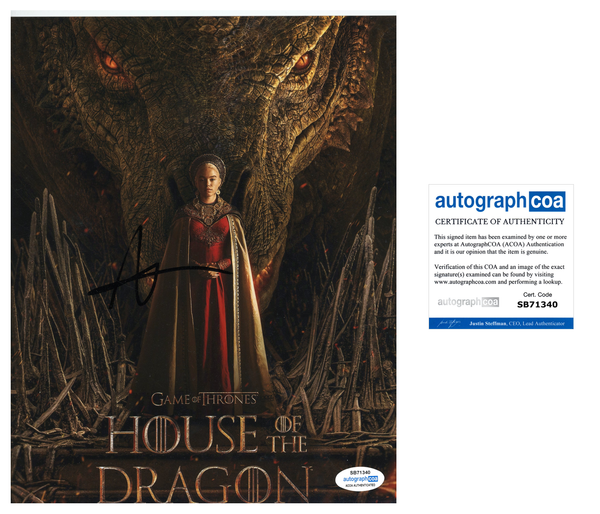 Milly Alcock House of the Dragon Signed Autograph 8x10 Photo ACOA