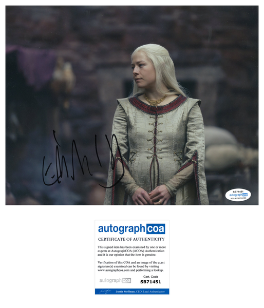 Emma D'Arcy House of the Dragon Signed Autograph 8x10 PHoto ACOA