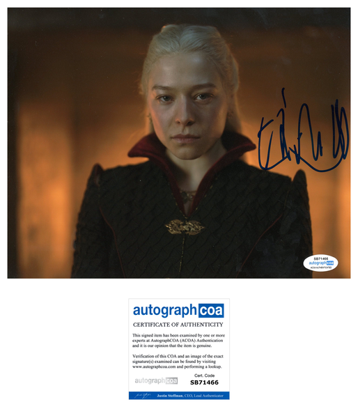 Emma D'Arcy House of the Dragon Signed Autograph 8x10 PHoto ACOA