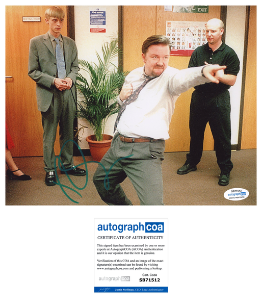 Ricky Gervais The Office Signed Autograph 8x10 Photo ACOA