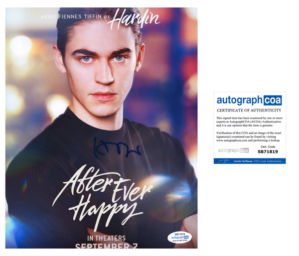 Hero Fiennes Tiffin After Signed Autograph 8x10 Photo ACOA