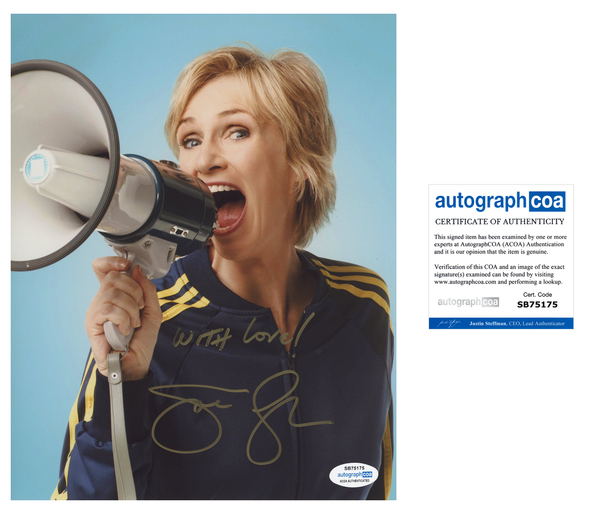 Jane Lynch Glee Signed Autograph 8x10 Photo ACOA