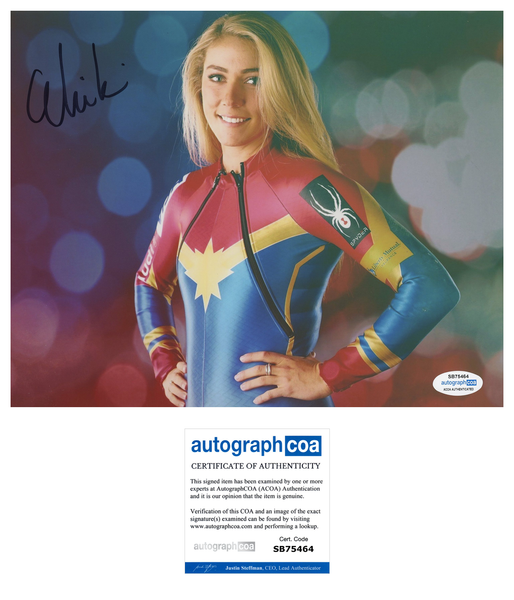 Mikaela Shiffrin Skiing Signed Autograph 8x10 Photo ACOA