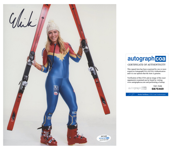 Mikaela Shiffrin Skiing Signed Autograph 8x10 Photo ACOA