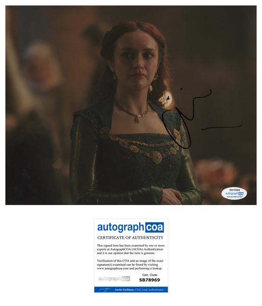 Olivia Cooke House of the Dragon Signed Autograph 8x10 Photo ACOA