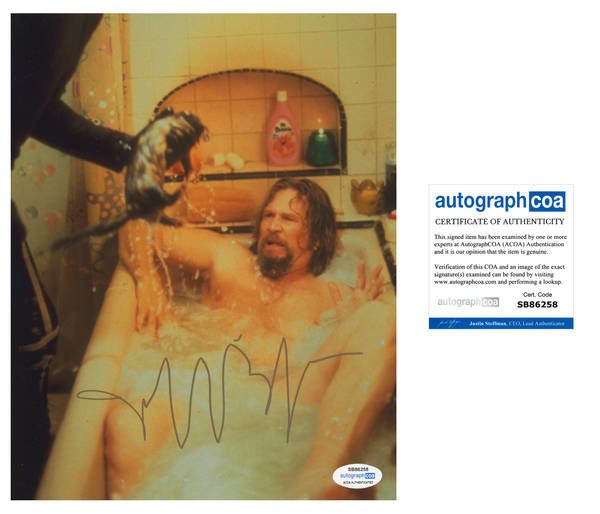 Jeff Bridges Big Lebowski Signed Autograph 8x10 Photo ACOA