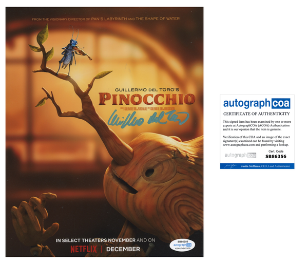 Guillermo Del Toro Pinocchio Signed Autograph 8x10 Photo ACOA