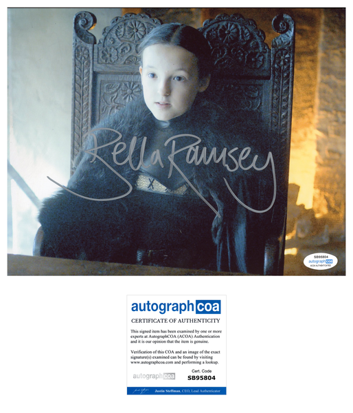 Bella Ramsey Game of Thrones Signed Autograph 8x10 Photo ACOA