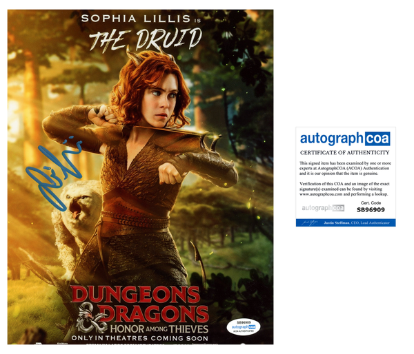 Sophia Lillis Dungeons and Dragons Signed Autograph 8x10 Photo ACOA