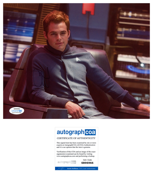 Chris Pine Star Trek Signed Autograph 8x10 Photo ACOA