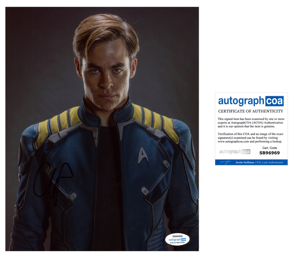 Chris Pine Star Trek Signed Autograph 8x10 Photo ACOA