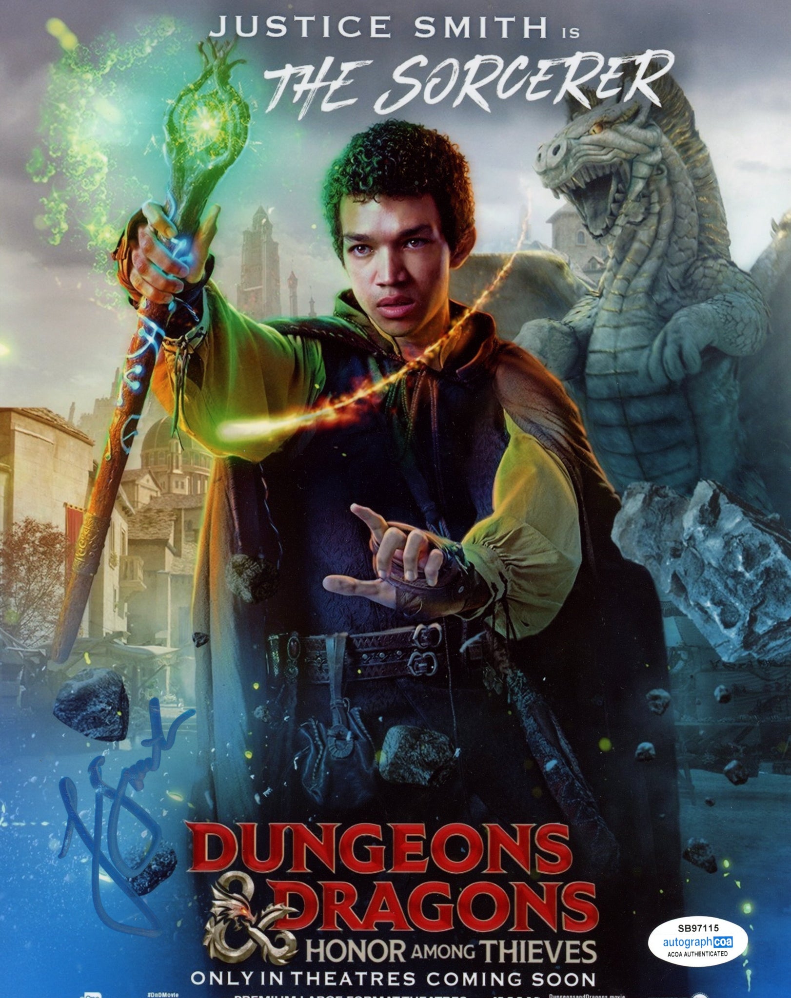 Justice Smith Dungeons and Dragons Signed Autograph 8x10 Photo ACOA