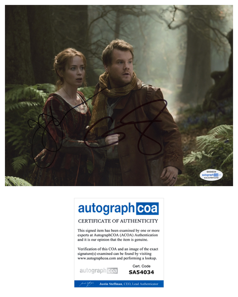 Emily Blunt James Corden Into the Woods Signed Autograph 8x10 Photo ACOA